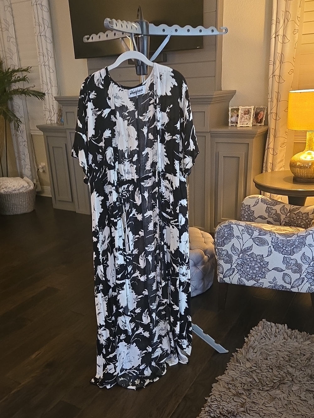 Meghan LA Black & White Floral Maxi Dress